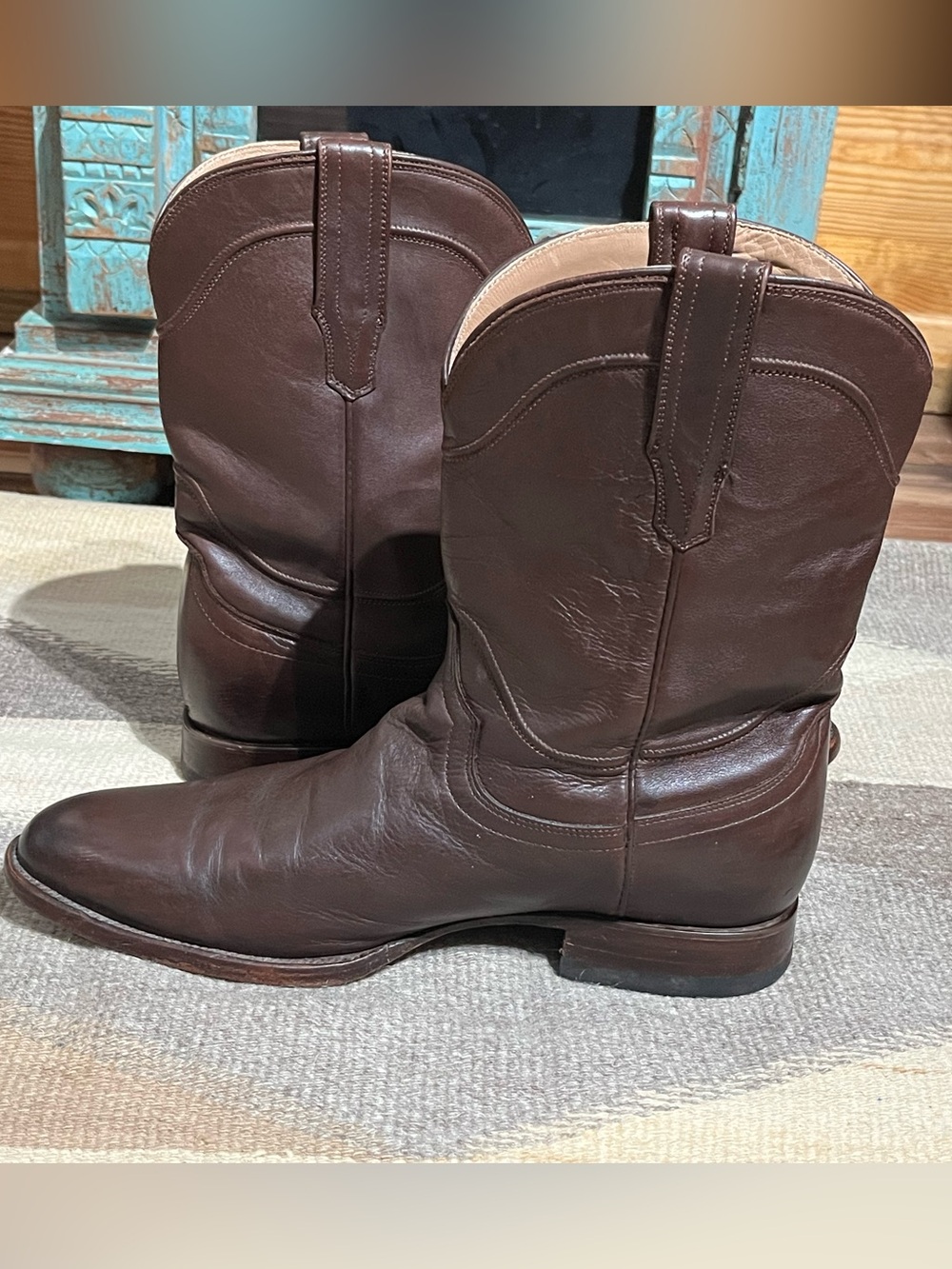 Tecovas The Earl Men’s Cafe Goat Brown Round Toe Roper Boots - Picture 7 of 11